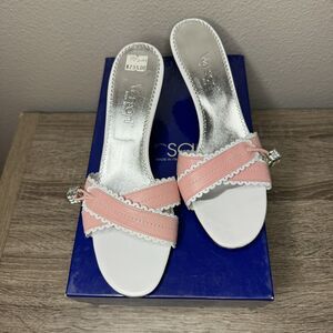 Versani "Capreto" Rosa Bianco Heels Womens US Size 7.5M Style 1337 NWT Silver
